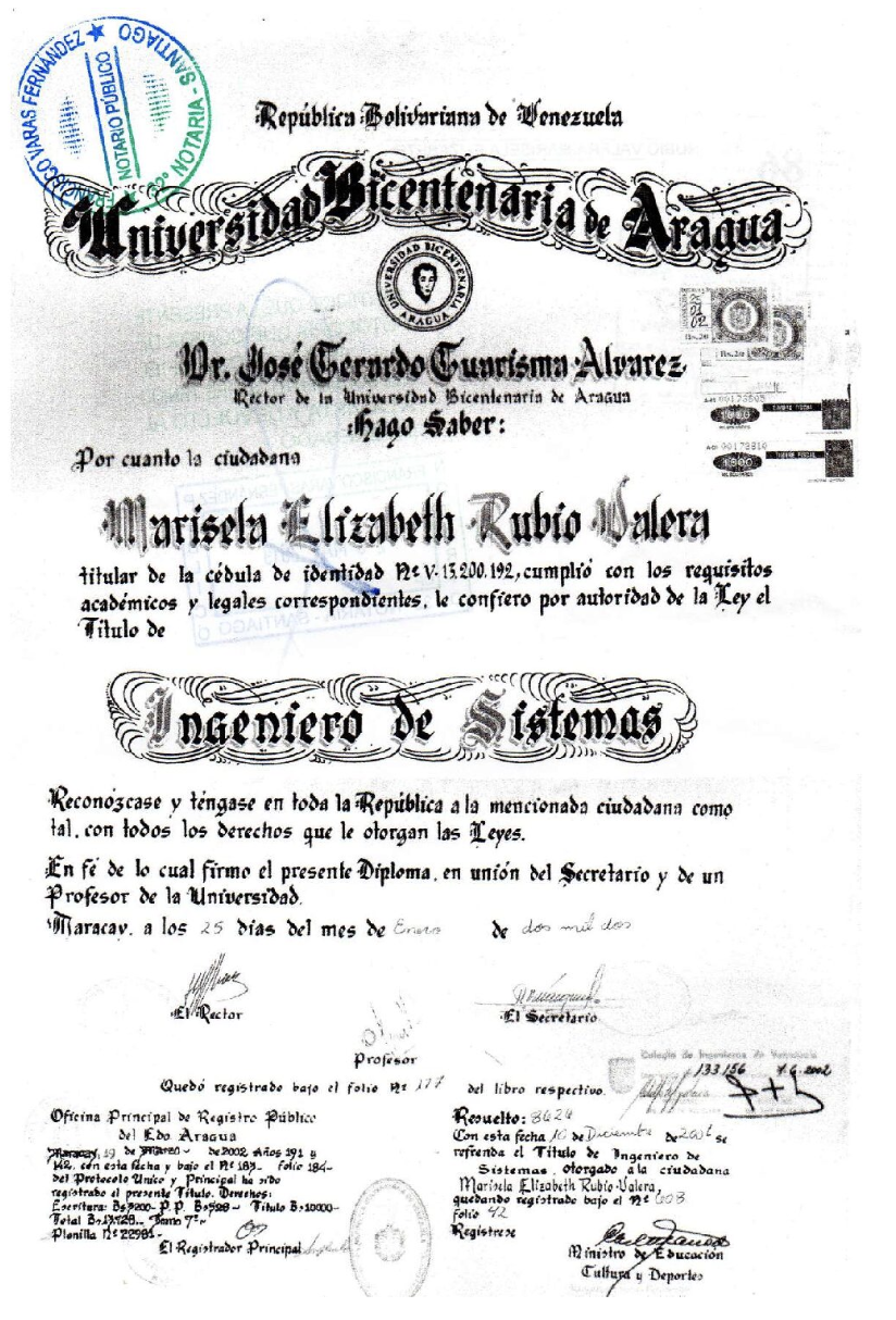 Título profesional de Marisela Rubio